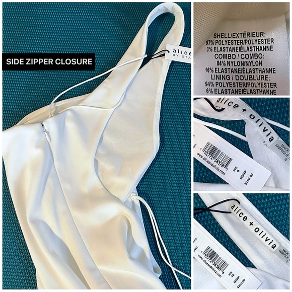 Alice + Olivia Rosia Off White One Shoulder Cut Out Cocktail Mini Dress - Picture 14 of 16